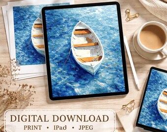 Venice Boat Digital Oil Painting for Procreate, Aesthetic iPad Wallpaper for M2 M3 M4, Instant Download Art Template