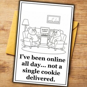 Tech Humor Card for Older Friend | Funny Birthday Card Printable | Allow Cookies | Funny Computer Joke | Instant Download