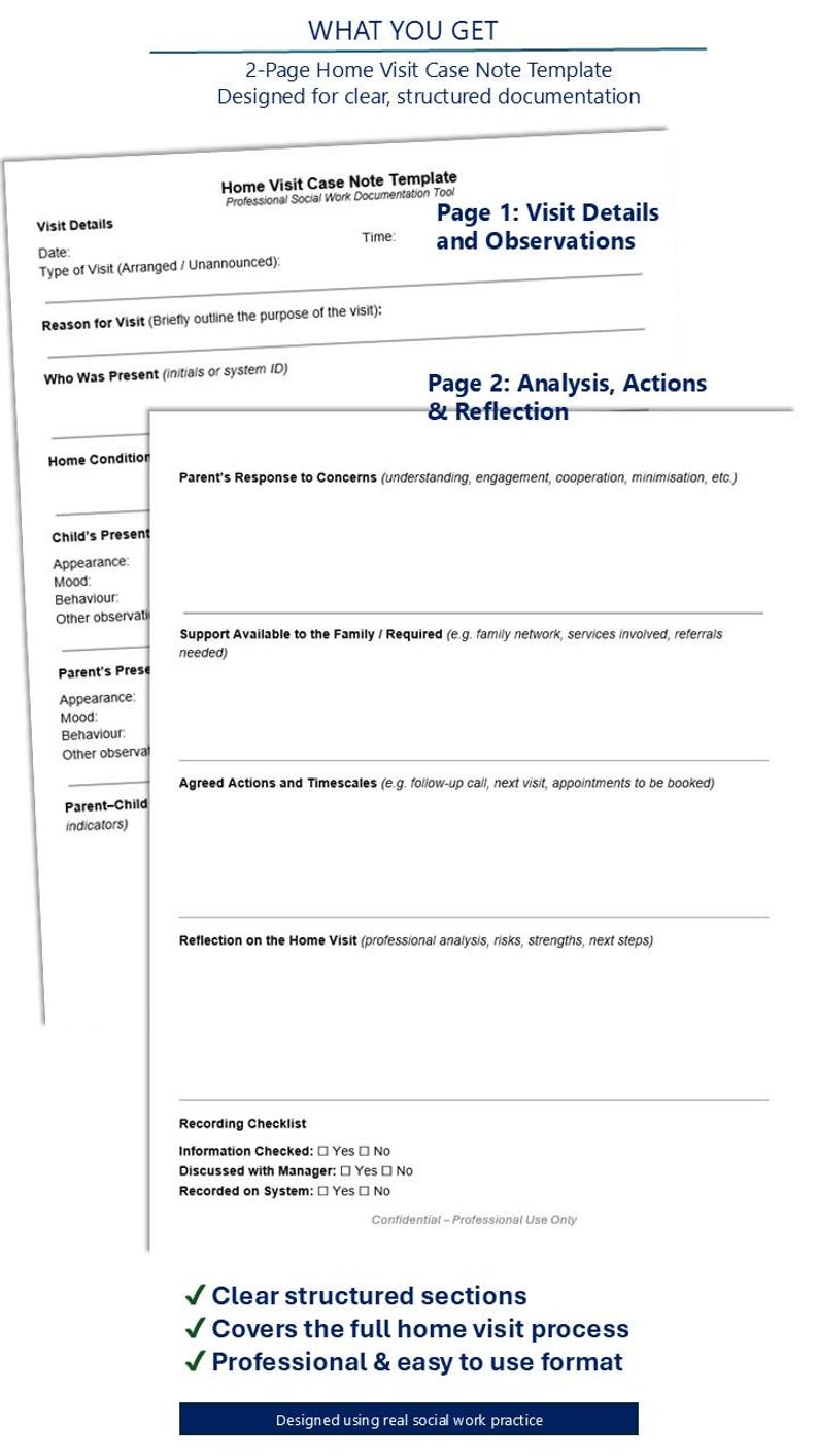 Homevisit Case Note Example Social Work Home Visit Template | Editable Case Note Documentation ...