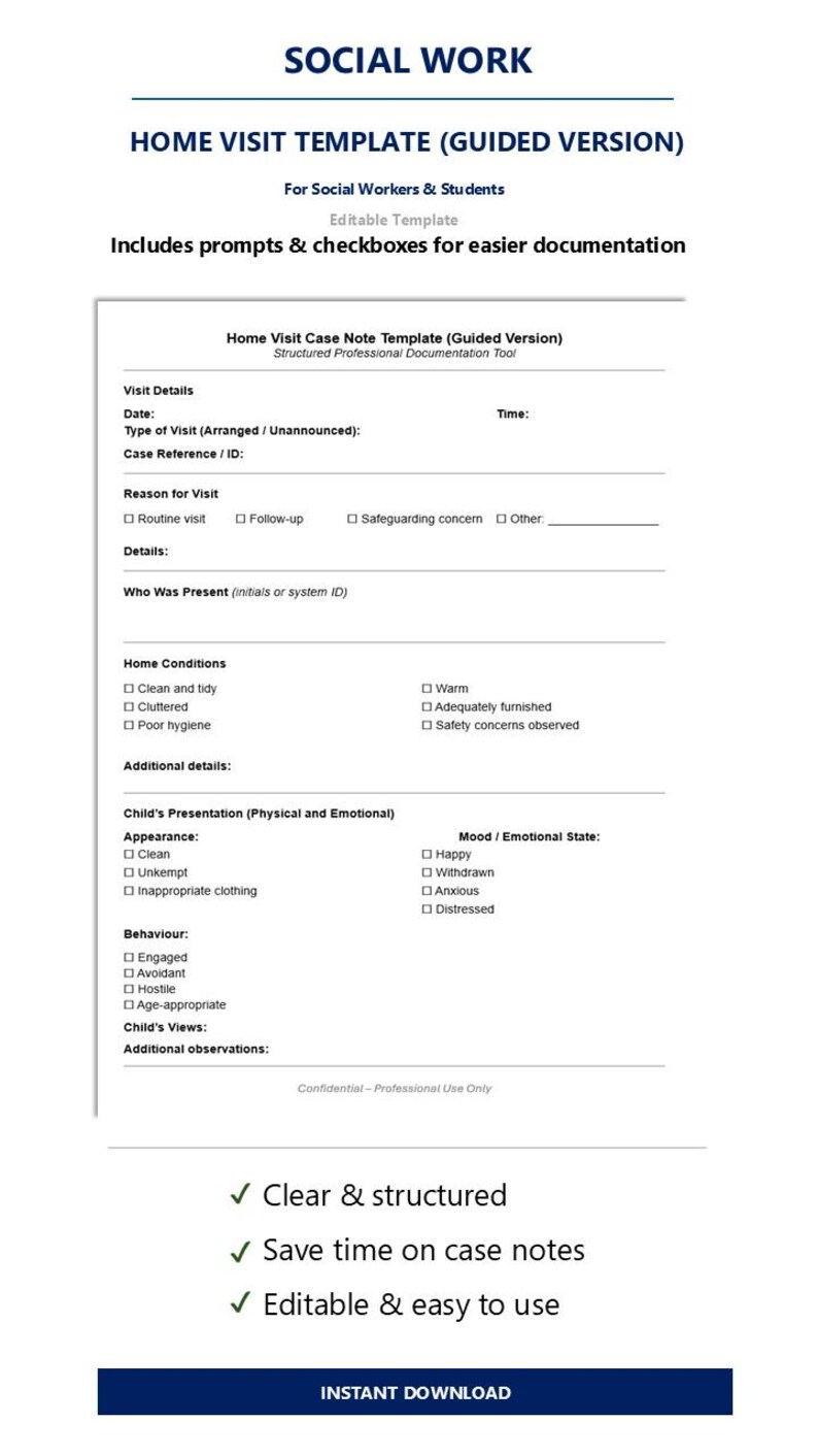 Homevisit Case Note Example Social Work Home Visit Case Note Template | Guided Documentation (word ...