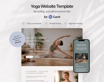 Yoga Website Template, Wellness Coach Carrd Landing Page (Digital Download)