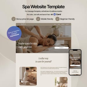 Spa Website Card Vorlage | Massage Therapie Webseite | Kosmetik- & Beauty-Buchungsseite