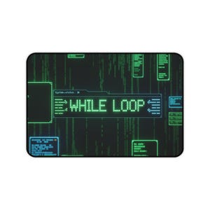 WHILE LOOP Code design bureaumat | Gamer-gamingmat, coderingsthema