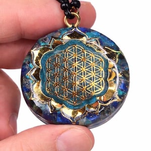 Collier Orgonite Voix & Intuition – Apatite, Amazonite Lapis Lazuli | Communication, Vérité Intérieure  Chakra de la Gorge | Talisman