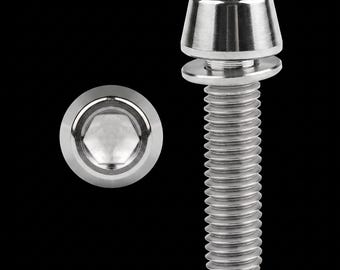 2 pack M5x16mm Grade5 Anodized Titanium tapered head stem/bar clamp bolts