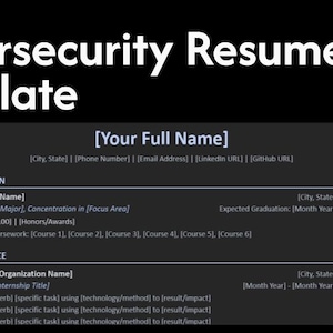 Cybersicherheits-Lebenslaufvorlage, ATS-freundlicher Lebenslauf für Studenten, Einstiegsjob und Berufe