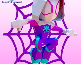 Gwen papercraft Low poly only PDF A4, Spiderman and his friends papercraft
