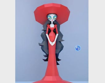 Catrina papercraft, Day of the Dead, Book of Life, low-poly papercraft, dolls, art deco. Halloween papercraft PDF only, A4 sheet