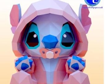 Baby Stitch papercraft. PDF A4. lowpoly, PDF only