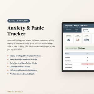 Anxiety Tracker and Panic Attack Log with Trigger and Warning Sign Analysis