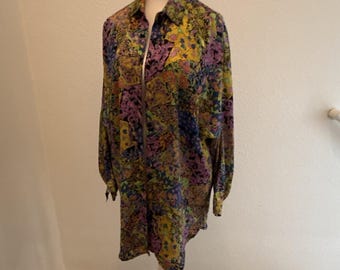 Vintage AnNa Fashion Multicolor Collar Button-Up Women Long Sleeve tunic blouse