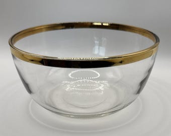 MCM Vintage Clear Glass Bowl with Gold Rim Dorothy Thorpe Style