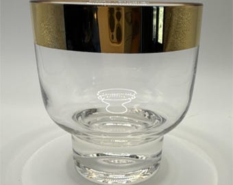 Gold Rimmed Roly Poly Footed Punch Glass Dorothy Thorpe Style