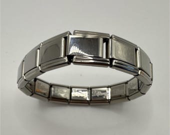 LofLang Italian Modular Stretch Link Charm Bracelet Silver Tone