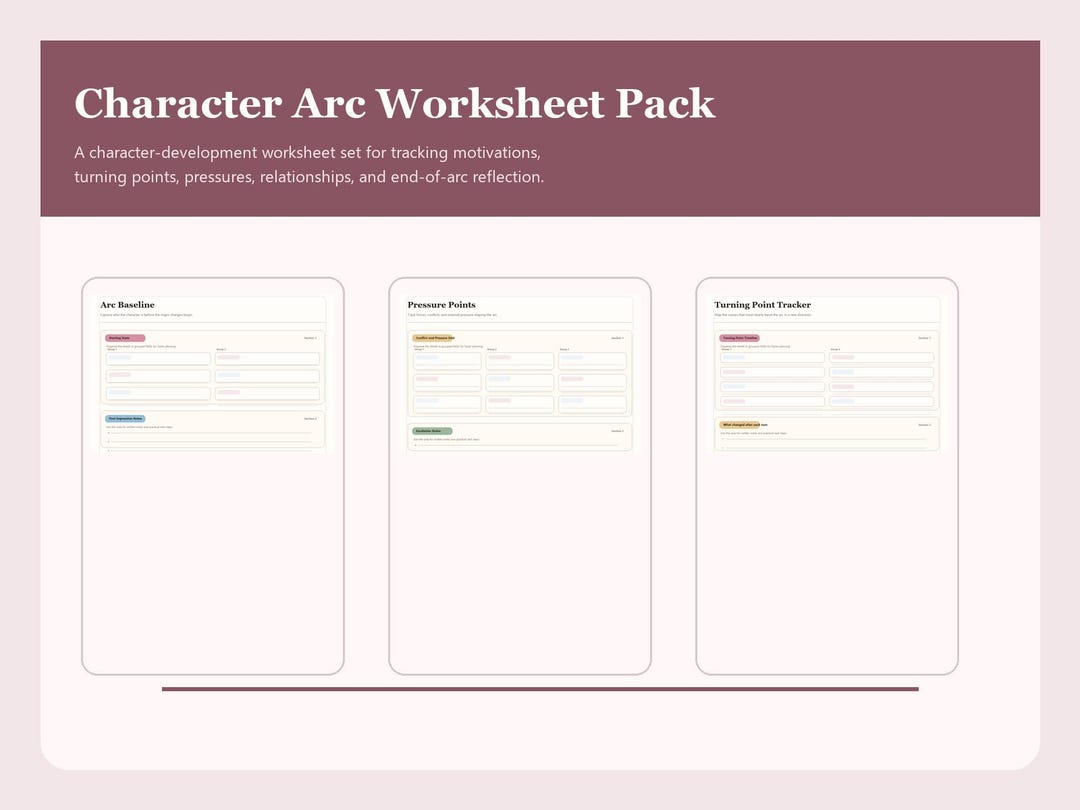 Character Arc Worksheet.pdf Character Arc Worksheet Pack - Etsy