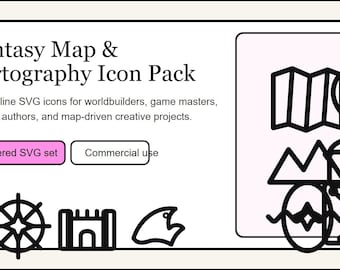 Fantasy Map & Cartography Icon Pack - 75 Thin-Line SVG Icons