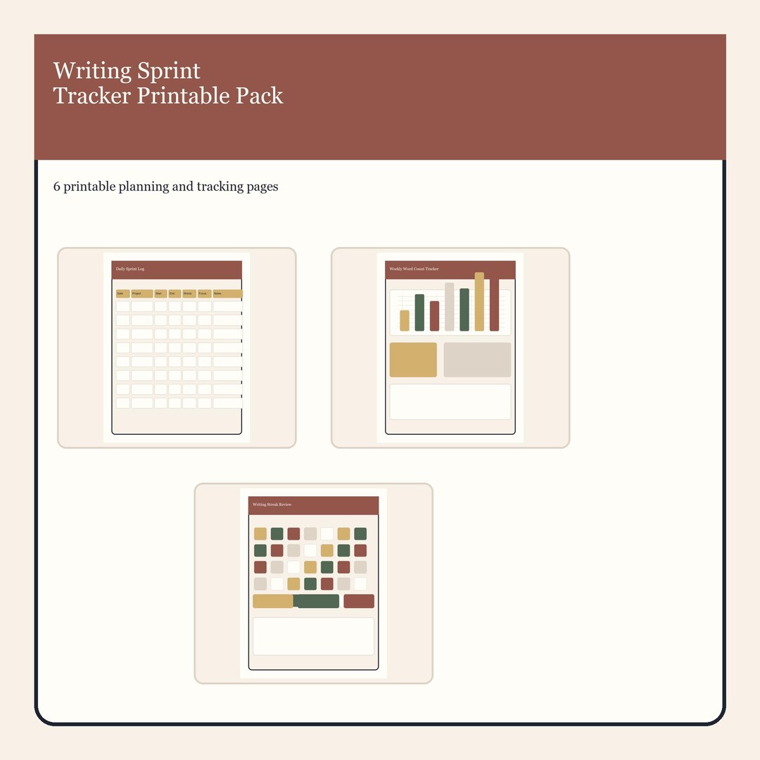 Writing Sprint Tracker Printable Pack - Etsy Canada