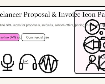 Paquete de iconos para propuestas y facturas de freelancers: 75 iconos SVG de línea fina.