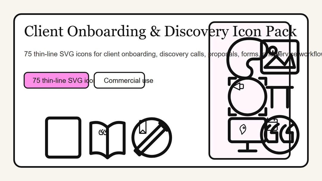 Client Onboarding & Discovery Icon Pack - 75 Thin-line SVG Icons - Etsy
