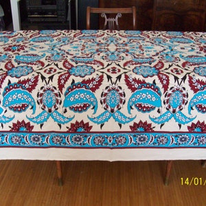 Tableclothwith classical Turkish/Ottoman design - large rectangle - FREE SHIPPING- - picnic- garden-summer-picnic