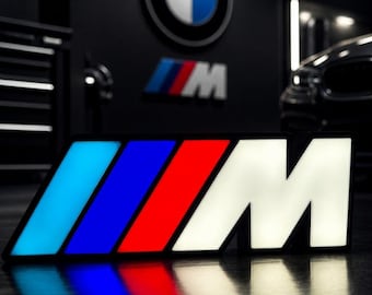 LED Logo Lamp inspired by M Sport – Modern Car Wall Decor – Automotive Night Light – Gift for Car Lovers Inspired by BMW