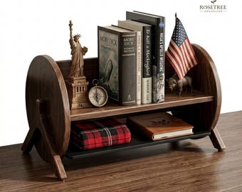 Handmade Wooden Desk Organizer, Multi-Purpose Shelf Tray for Books, Mugs, Kitchen, Office, Home Storage and Decorative Use