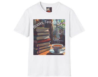 T-shirt met het lezen van theeboeken | Cosy Cafe Reading T-shirt met print