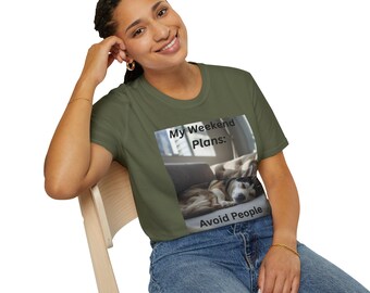 Mijn weekendplannen vermijden mensen T-shirt | Sleeping Dogs-shirt met print