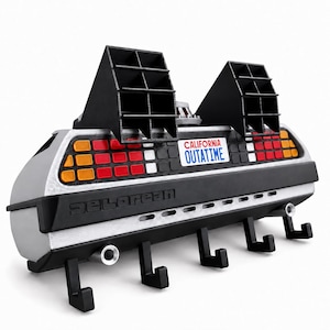 Llavero de coche de ciencia ficción con diseño de máquina del tiempo retro / Regreso al futuro