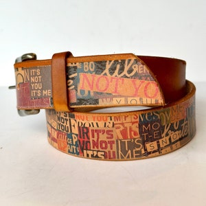 Personalized Belt with message Handmade Premium Leather Belt Gift for him/her/them Custom made image 1