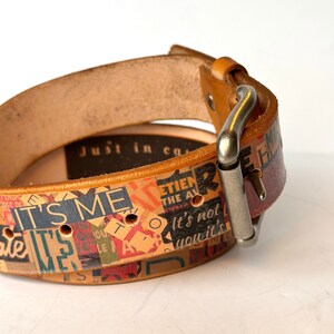 Personalized Belt with message Handmade Premium Leather Belt Gift for him/her/them Custom made image 5