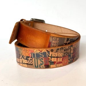 Personalized Belt with message Handmade Premium Leather Belt Gift for him/her/them Custom made image 3