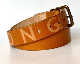 Handmade Leather Belt -  Personalised with Word Choice- Gift for love one - Unique Gift for him/her/them - Valentine’s Day