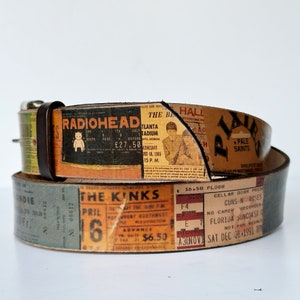 Handmade Leather Belt - Gig tickets - Gift for Music lover - Cool belt - Unique Gift for him/her/them