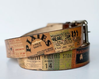 Personalized Belt with Favourite Bands - Gig Tickets Belt - Gift for Music lover - Unique Gift for him/her/them - Custom Cool Belt