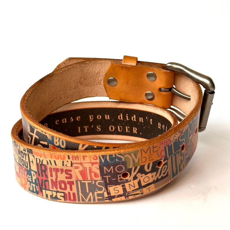 Personalized Belt with message Handmade Premium Leather Belt Gift for him/her/them Custom made image 6