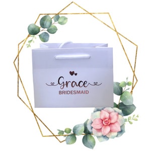 Personalised Bridesmaid Bridal Gift Bag With Name And Message