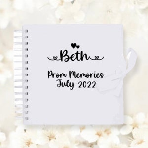 Personalised Prom Ribbon Tied Photo Album Memory Book - add your chosen name and date