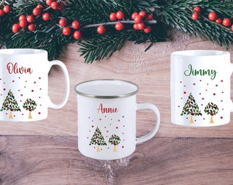 Personalised Christmas Spot Tree Mug - add your name to personalise