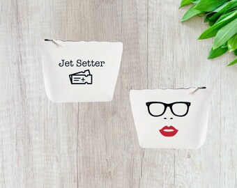 Jet Setter Travel Accessory Beauty Cotton Zip Case Bag