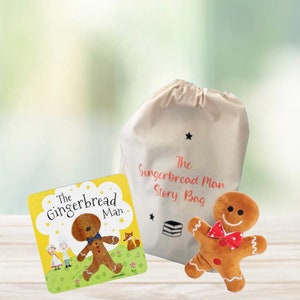 The Gingerbread Man Book, Organic Cotton Story Bag Sack & Teddy Set