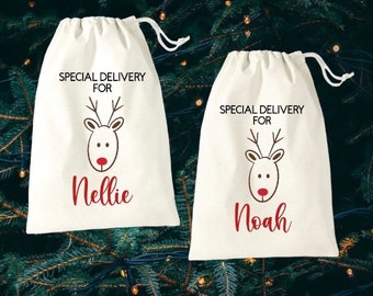 Personalised Deer Christmas Sack Bag - three sizes available & add name to personalise