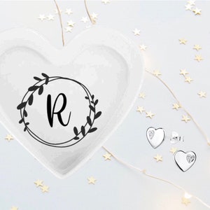 Personalised Mini Monogram Initial Heart Jewellery Dish