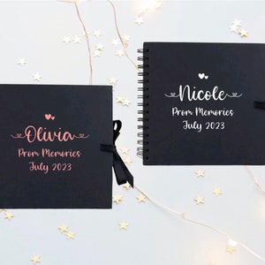 Black Personalised Prom Ribbon Tied Photo Album Memory Book - add your chosen name and date