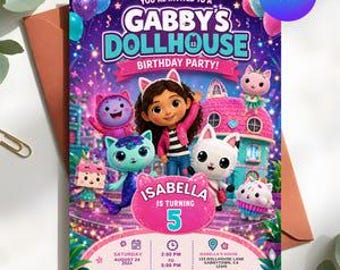 Gabby's Dollhouse Birthday Party Invitation