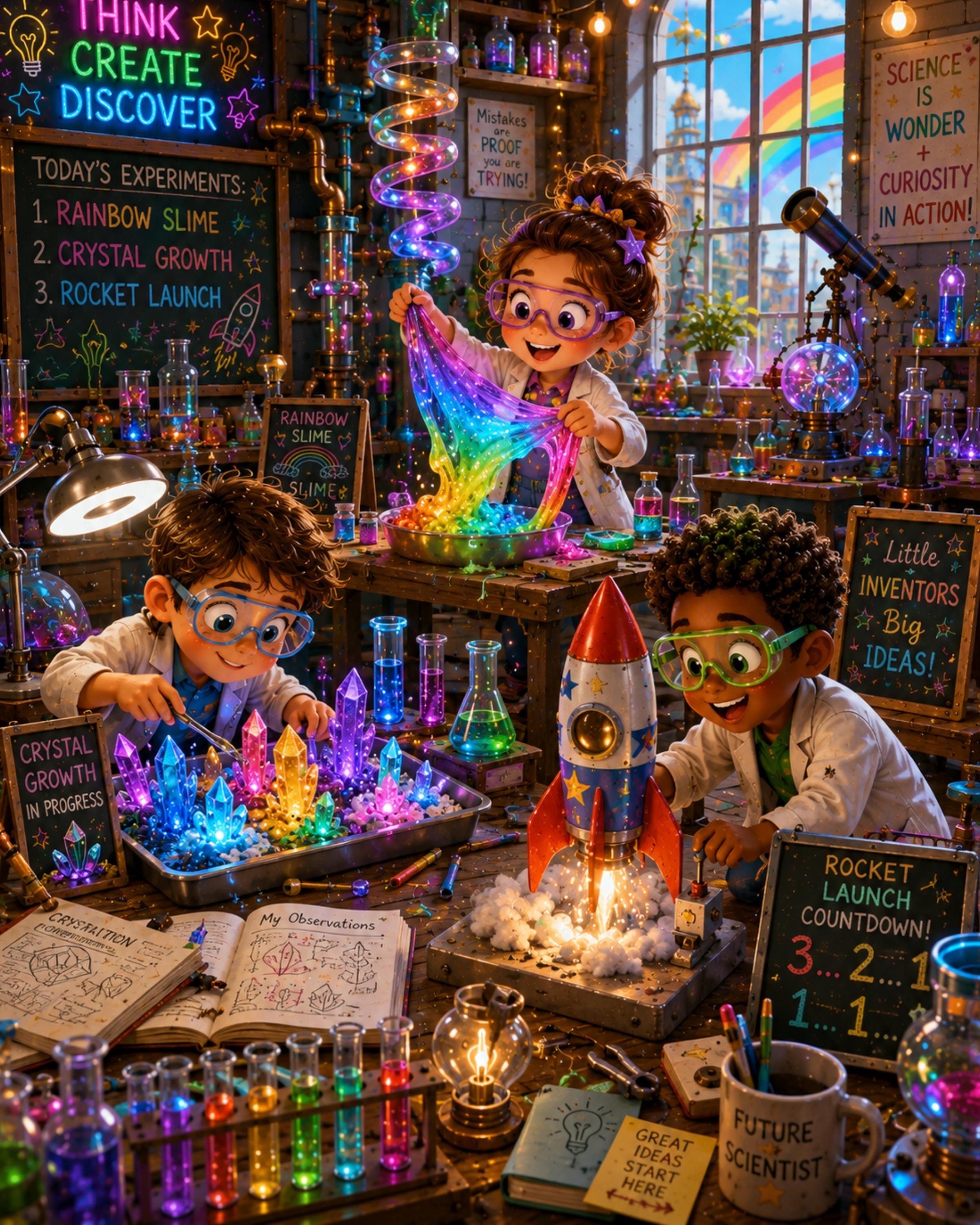 Kids Science Lab Wall Art Set, Rainbow Experiment Prints 8x10 - Etsy
