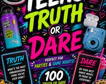 Teens Truth or Dare Game, 100 Prompts, Party Game (Digital Download)