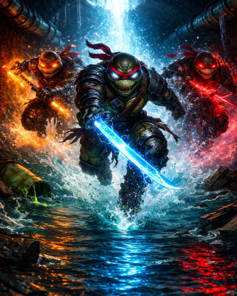 Ninja Turtle Warriors Wall Art, Fantasy Ninja Decor, 8x10 (digital ...