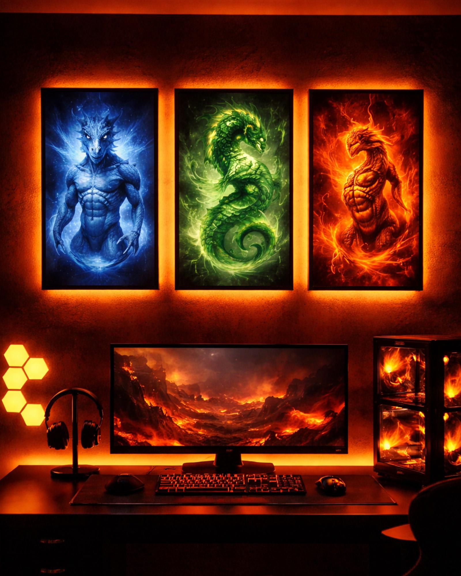 Fiery Dragon Art Print, Dark Fantasy Wall Decor (8x10 Digital Download ...