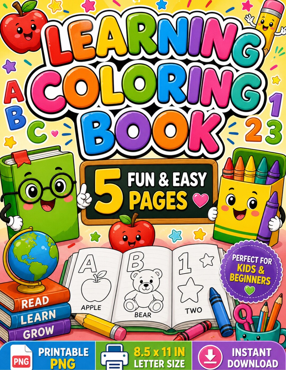 Simple Learning Coloring Pages Learning Coloring Pages Printable, 5 Fun Easy Preschool Activity Sheets ...